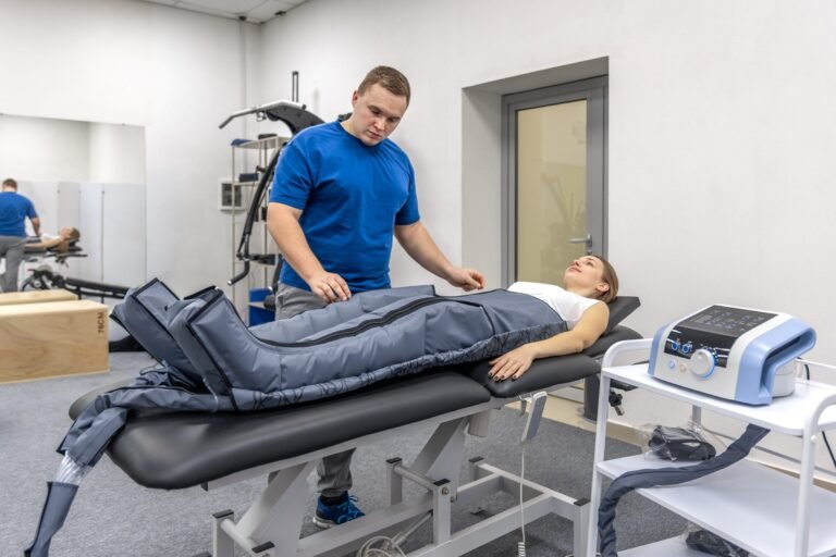 Compression recovery therapy at a physiotherapy clinic