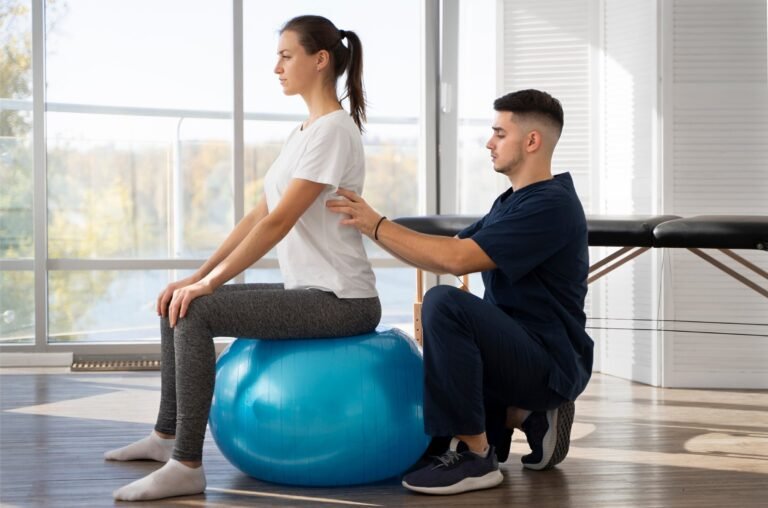 Posture and core assessment on an exercise ball