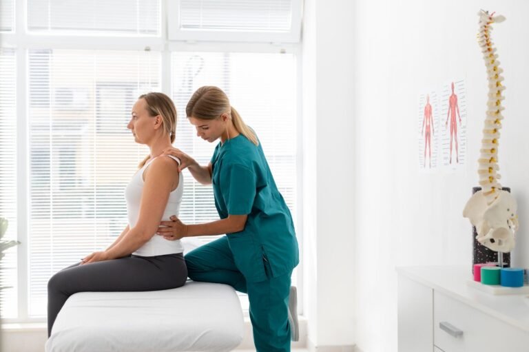 Spine and shoulder assessment by a physiotherapist