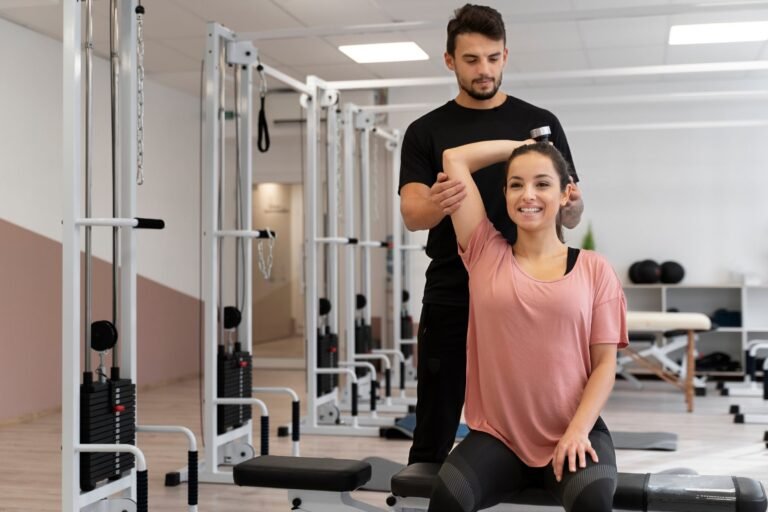 Sports physiotherapy shoulder mobility session